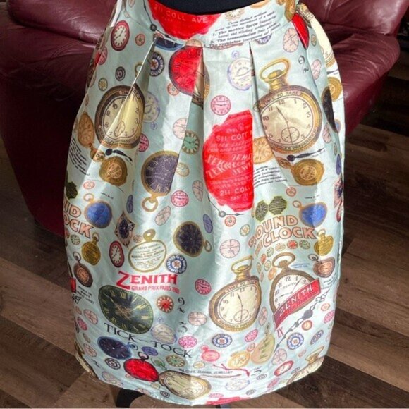 BNWT Choies Novelty Print Retro A-Lined Satin Ballon Midi Skirt Size Large - Picture 7 of 12